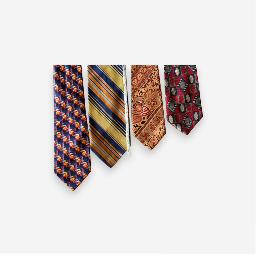 4 Piece Vintage Silk Tie Bundle Barcelino Tom James Saks - Picture 5 of 8